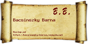 Bacsinszky Barna névjegykártya